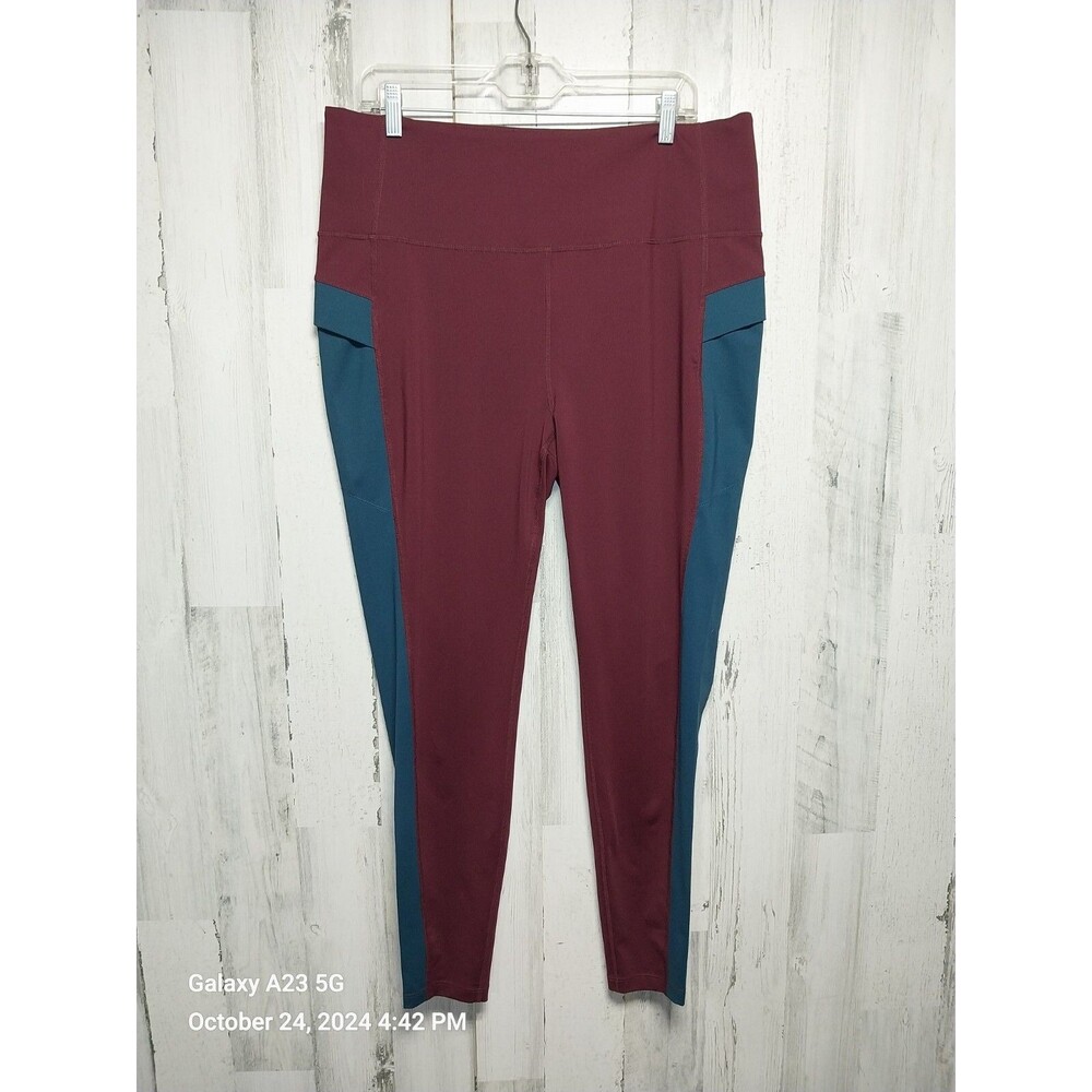 Eddie Bauer Women's XL Burgundy Blue Leggings Pockets